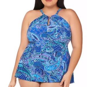 Trimshaper Control Paisley High Neck Swimsuit Top